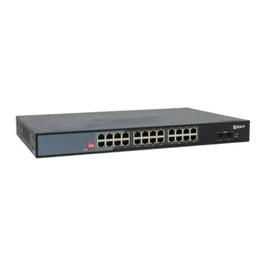 Коммутатор промышленный неуправляемый U-2GX/SFP-24GTP-R, 2 порта 1000Base-X SFP, 24 порта 10/100/1000Base-T(X) RJ45 c PoE, монтаж в 19'' стойку TSX EKF
