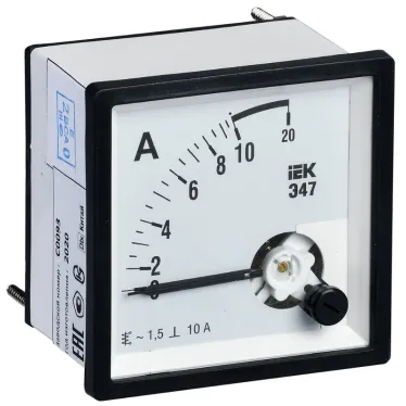 Амперметр 10А 96х96 AC непоср.вкл. Э47