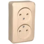 ЭТЮД Розетка двойная наружная без заземления без шторок Сосна