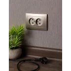 Валенсия лицевая панель розетка 2-местной б/з 10А кашемир с защ. штор.