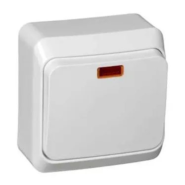 ЭТЮД Выключатель одноклавишный наружный с подсветкой белый сх.1