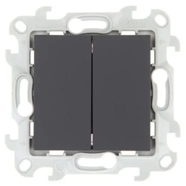 Выключатель двухклавишный кнопочный 10A 250В~ цвета графит S24 Harmonie