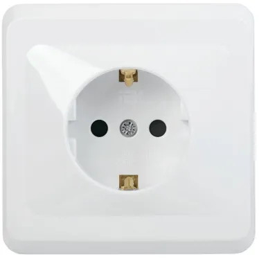 Розетка РС10-3-ВБ одноместная с заземляющим контактом без защитных шторок 16А ВЕГА белый