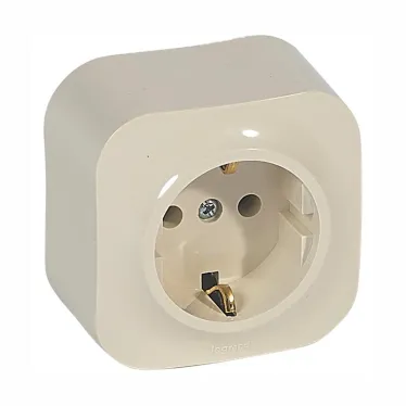 Quteo Розетка с заземлением без шторок наружная бежевая
