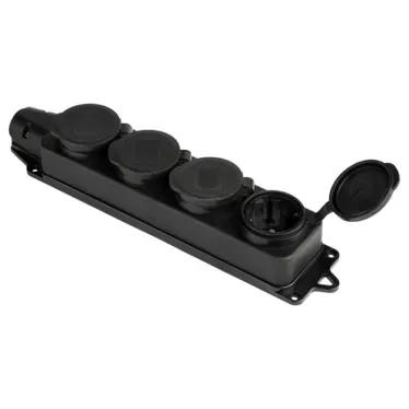 Розетка четырехместная с защит. крышками каучуковая 230В 2P+PE 16A IP44 PROxima