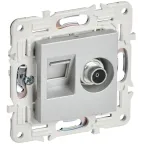 SKANDY Розетка двойная TV+RJ45 кат.6E SK-A15S серебряный IEK