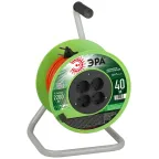 Удлинитель силовой на пластиковой катушке без заземления 4 розетки 40м ПВС 2х1мм2 RP-4-2x1.0-40m