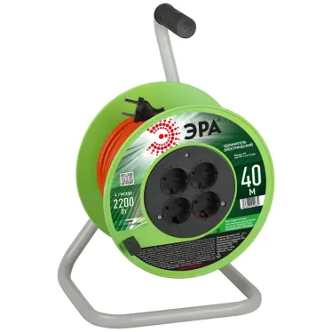 Удлинитель силовой на пластиковой катушке без заземления 4 розетки 40м ПВС 2х1мм2 RP-4-2x1.0-40m