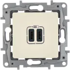 Зарядное устройство с двумя USB-разьемами тип C-тип С 240В/5В 3000мА - Etika - Цвет Слоновая кость