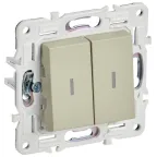 SKANDY Выключатель 2-клавишный проходной с индикацией 10А SK-V10B бежевый IEK