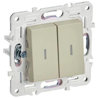 SKANDY Выключатель 2-клавишный проходной с индикацией 10А SK-V10B бежевый IEK