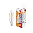 Лампа светодиодная LED 5Вт E14 CLB60D белый, Filament диммируемая,прозр.свеча OSRAM