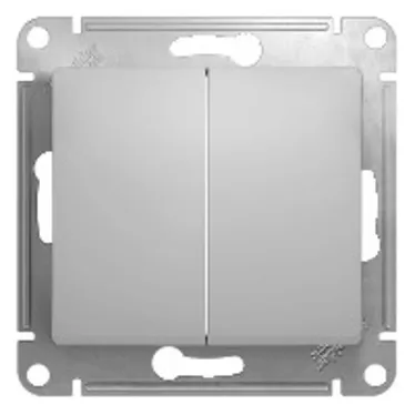 GLOSSA Переключатель двухклавишный в рамку алюминий схема 6