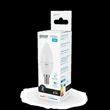 Лампа светодиодная LED 6 Вт 450 лм 4100К свеча нейтральный E14 AC 220В Elementary Gauss