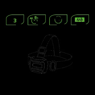 Фонарь светодиодный налобный 3 Вт 180 лм Черный IP42 на батарейках 3xААА GFL Gauss