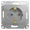 GLOSSA Розетка с заземлением со шторками в рамку алюминий