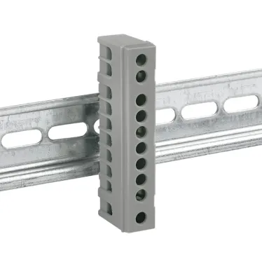 Шина фаза L 6х9мм 10 отверстий латунь серый изолированный корпус на DIN-рейку PROxima