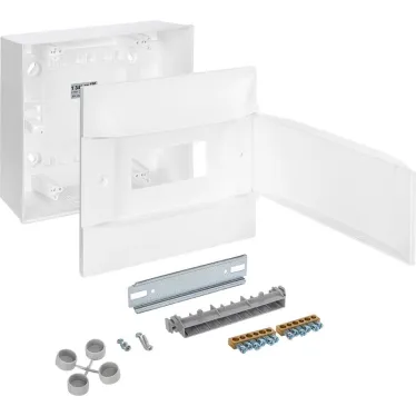 Practibox S Пластиковый щиток Навесной (ЩРн-П) 1X8 Белая дверь