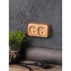 Розетка 2-местная ОП Минск 10А без заземления светлое дерево