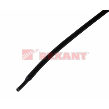 Термоусаживаемая трубка 1,5 0,75 мм, черная, упаковка 50 шт. по 1 м, REXANT