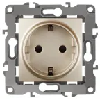 Розетка 2P+E Schuko со шторками, 16A-250В, Эра12, шампань, 12-2102-04