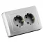 Розетка двойная скрытая с заземлением серебро