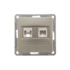 W59 Розетка информационная двойная компютерная + телефон кат.5е в рамку шампань