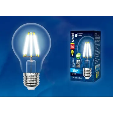 Лампа светодиодная. Форма A, прозрачная. Серия Sky. Белый свет (4000K). Картон. ТМ .