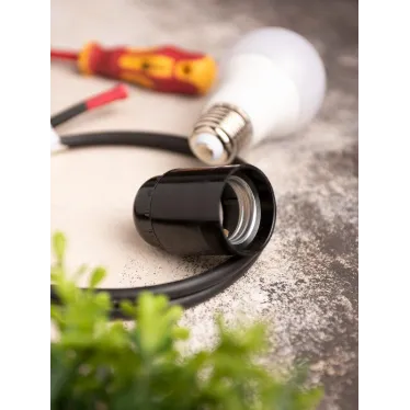 Патрон карболитовый подвесной Е27 черный без Наклейки PROxima