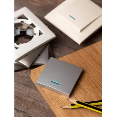 Валенсия лицевая панель выключателя 1-кл. с индикатором 10А сталь