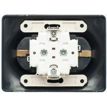 GLOSSA Розетка двойная с заземлением со шторками антрацит в сборе