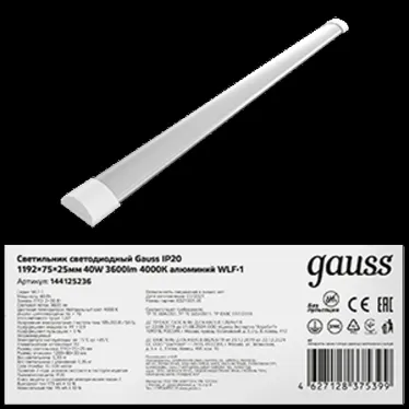Светильник светодиодный ДПО 40 Вт 3600 лм 4000К AC 220В IP20 1192х75х25мм матовый опал WLF-1 Gauss