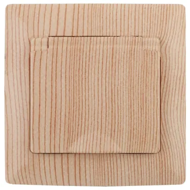 Розетка 2P+E Schuko с крышкой, 16А-250В, СУ, Solo, сосна, 4-203-11