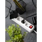 Удлинитель Эксперт 4 гнезда 5 метров 16А/3,0кВт с выключателем и заземлением ПВС 3х1 EKF PROxima