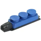 РБ33-1-0м Розетка трехместная ОМЕГА IP44 синяя