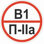 Знак ''Категории помещения по взрывопожарной и пожарной опасности В1 П-IIа'' 200х200 мм, пластик ГОСТ Р 12.4.026-2015