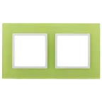 Рамка на 2 поста, стекло, Эра Elegance, лайм+бел, 14-5102-26