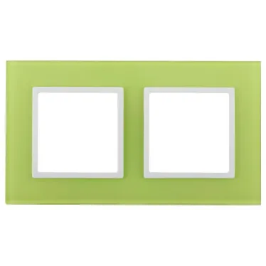 Рамка на 2 поста, стекло, Эра Elegance, лайм+бел, 14-5102-26