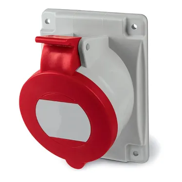 Розетка скрытой установки с наклоном IP44 32А 3P+E 400В. Пружинный зажим.