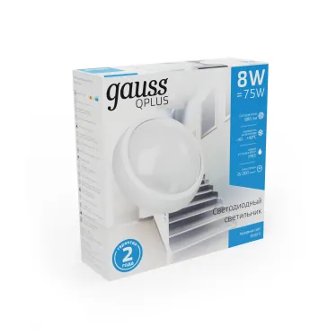 Светильник светодиодный пылевлагозащищенный для ЖКХ IP54 D176*76 8W 680lm 6500K ECO 2.0 круглый 1/12 | 141411308 | Gauss