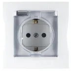 15 Розетка 2Р+Е Schuko 16А 250В IP44 со шторками с крышкой винтовой зажим белая