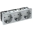 Розетка тройная 0° с з/к, 250 В, 16A (серебристый)