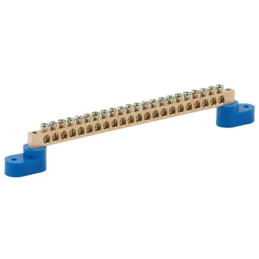 Шина N ноль на двух угловых изол ШНИ-8х12-22-У2-Синий