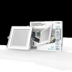 Светильник светодиодный ДВО 18 Вт 1480 лм 4000К AC 220В IP20 квадрат 200х200х36мм монт разм 170х170мм Алюминий с декоративным стеклом Glass Gauss