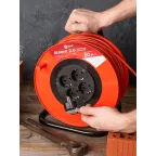 Удлинитель на катушке Атлант 2.0 4 гнезда 50м с заземлением ПВС 3x1.0 10А/2.2кВт PROxima