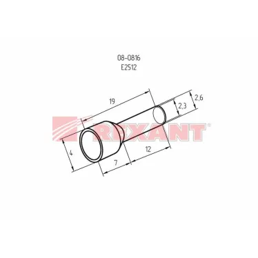 Наконечник штыревой втулочный изолир F-12 мм 2.5 кв мм (НШВи 2.5-12) синий, REXANT
