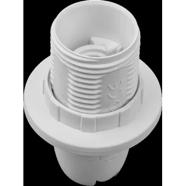 Патрон люстровый Е14 пластик с кольцом белый