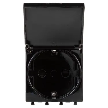 Avanti Розетка с крышкой ''Черный квадрат'', 2P+E, с защитными шторками, 2 модульная