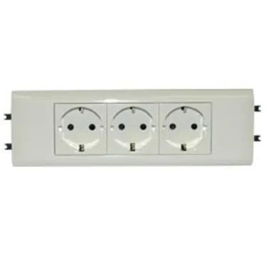 Mosaic-New Розетка на 3 модуля с заземлением с суппортом
