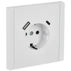 FORTE@PIANO Розетка 1-местная с заземлением с защитными шторками винтовое крепление 16А USB A+C 18Вт FP247 белый IEK